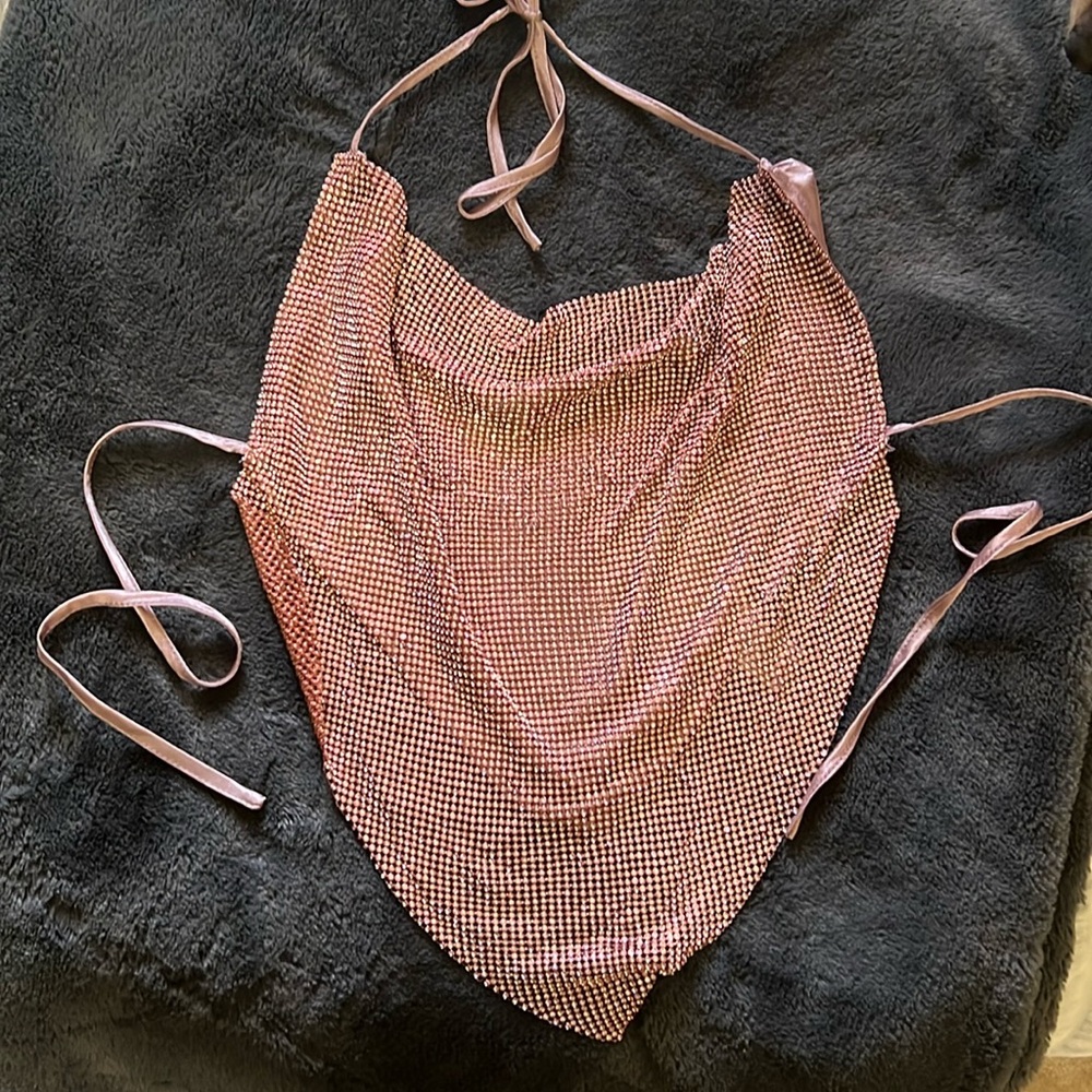 Brand new! Never worn! Pink rhinestone crop top